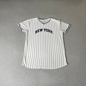 SGR Men's Vintage New York Pinstripe V-Neck Jersey T-Shirt Top